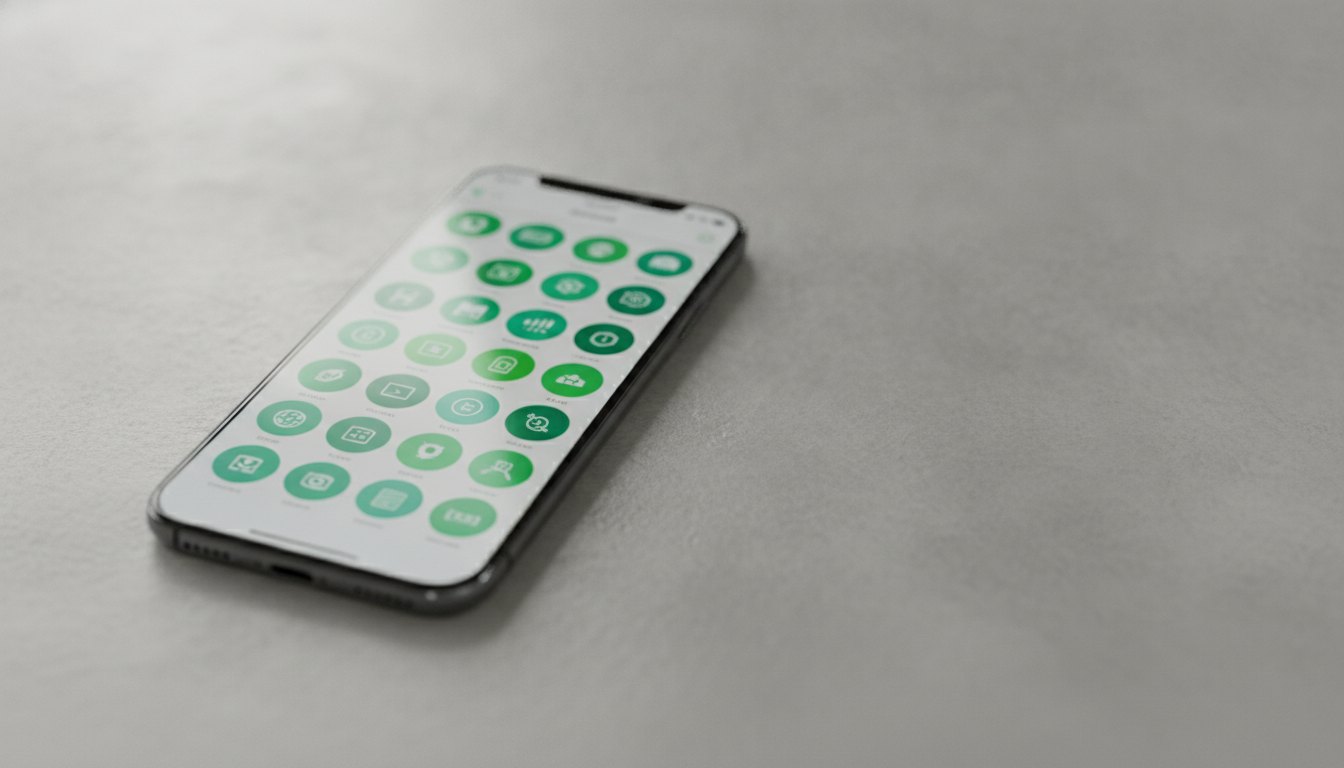 Tela de smartphone mostrando o aplicativo aberto na seção de seleção de contatos com círculos verdes.